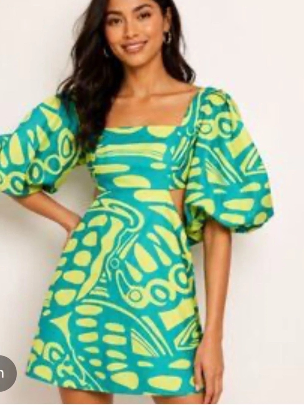 ALEXIS Bodhi Dress Puff Sleeve Mini
Turquoise and Yellow Sz XL